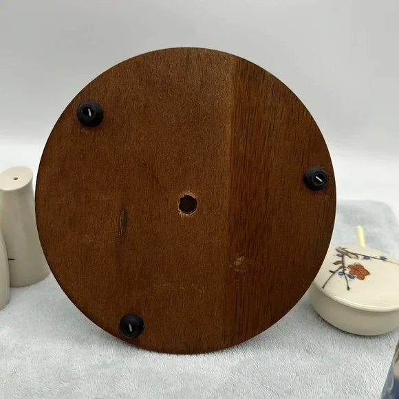 Vintage Cruet 6-Piece Set-Porcelain/Ceramic/Wood with Table Caddy - Picture 10 of 12